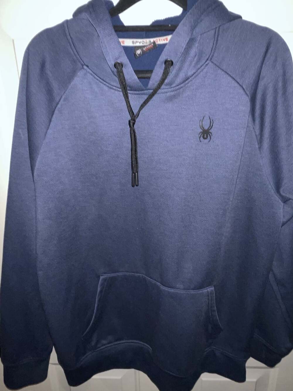 Spyder Active Pro Web Hoodie Size Medium Blue Fleece Pocket Pullover
